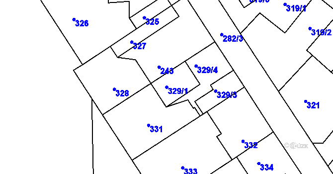 Parcela st. 329/1 v KÚ Vinařice u Kladna, Katastrální mapa