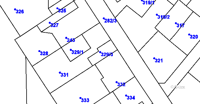 Parcela st. 329/3 v KÚ Vinařice u Kladna, Katastrální mapa