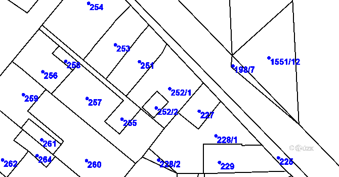 Parcela st. 252/1 v KÚ Vinařice u Kladna, Katastrální mapa