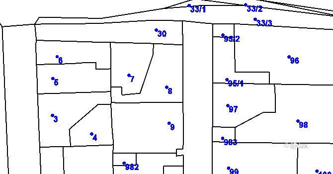 Parcela st. 8 v KÚ Vinařice u Kladna, Katastrální mapa