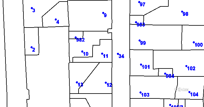 Parcela st. 11 v KÚ Vinařice u Kladna, Katastrální mapa