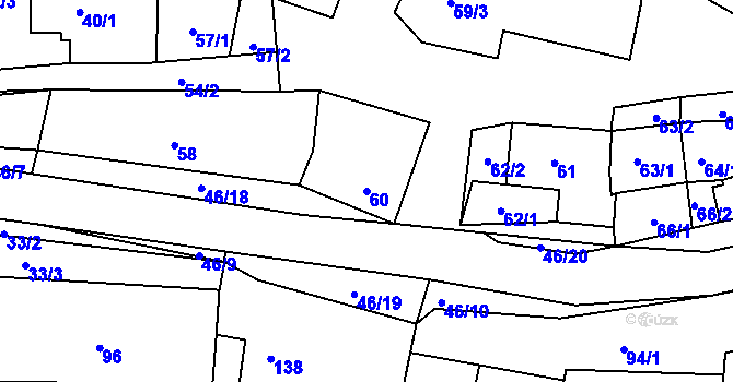 Parcela st. 60 v KÚ Vinařice u Kladna, Katastrální mapa