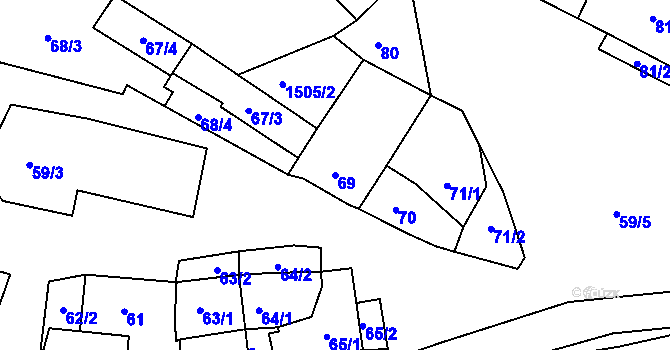 Parcela st. 69 v KÚ Vinařice u Kladna, Katastrální mapa