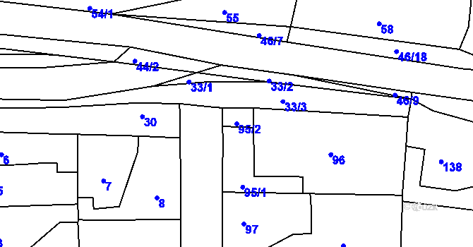 Parcela st. 95/2 v KÚ Vinařice u Kladna, Katastrální mapa