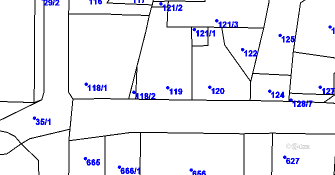 Parcela st. 119 v KÚ Vinařice u Kladna, Katastrální mapa