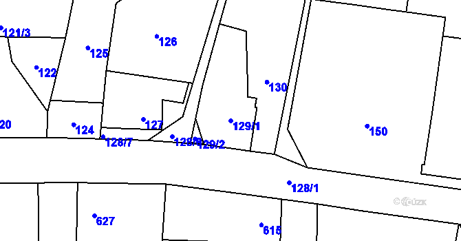 Parcela st. 129/1 v KÚ Vinařice u Kladna, Katastrální mapa