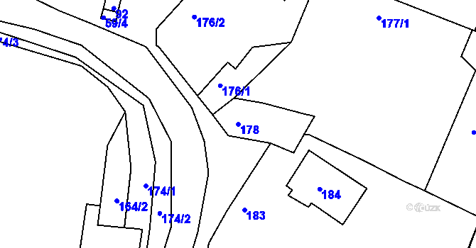 Parcela st. 178 v KÚ Vinařice u Kladna, Katastrální mapa