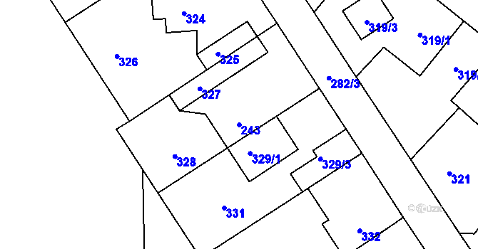 Parcela st. 243 v KÚ Vinařice u Kladna, Katastrální mapa