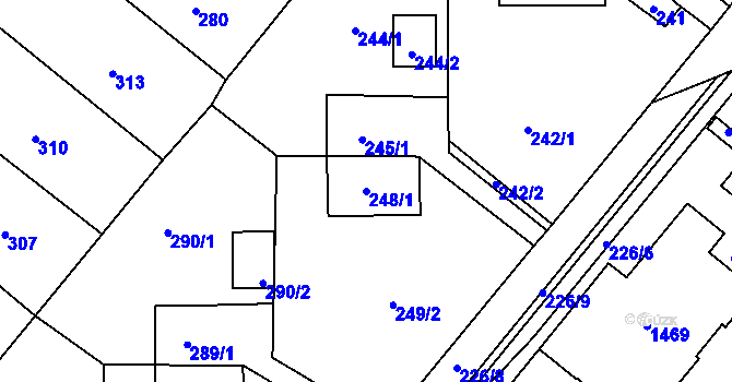 Parcela st. 248/1 v KÚ Vinařice u Kladna, Katastrální mapa