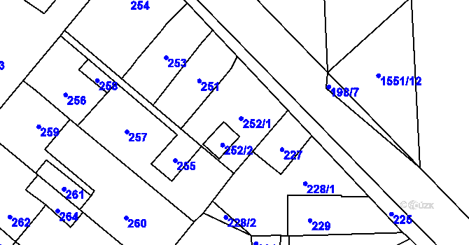 Parcela st. 252 v KÚ Vinařice u Kladna, Katastrální mapa