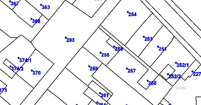 Parcela st. 256 v KÚ Vinařice u Kladna, Katastrální mapa