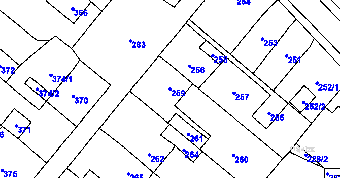 Parcela st. 259 v KÚ Vinařice u Kladna, Katastrální mapa