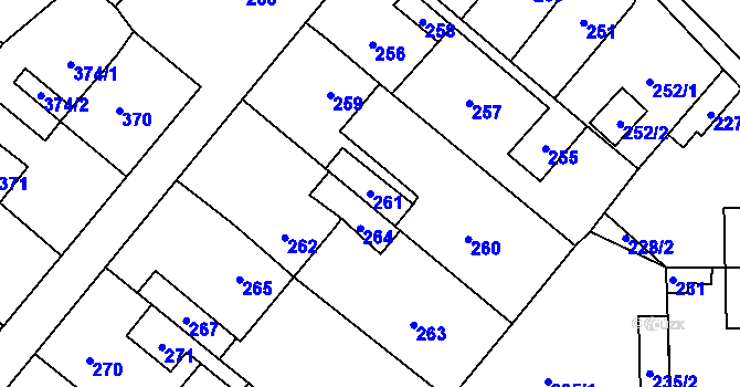Parcela st. 261 v KÚ Vinařice u Kladna, Katastrální mapa