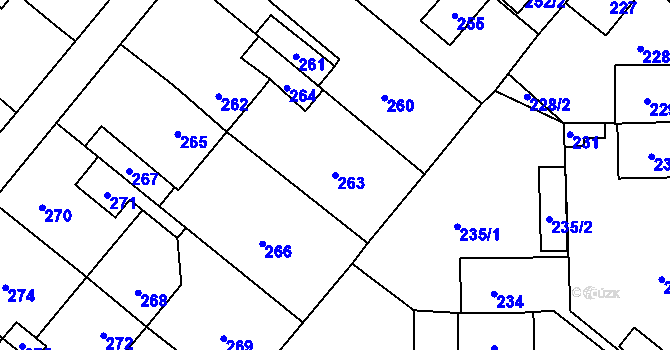 Parcela st. 263 v KÚ Vinařice u Kladna, Katastrální mapa