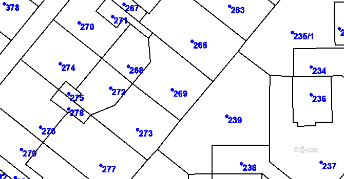 Parcela st. 269 v KÚ Vinařice u Kladna, Katastrální mapa