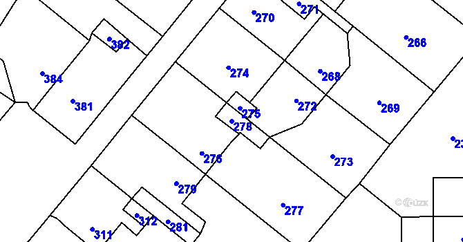 Parcela st. 278 v KÚ Vinařice u Kladna, Katastrální mapa