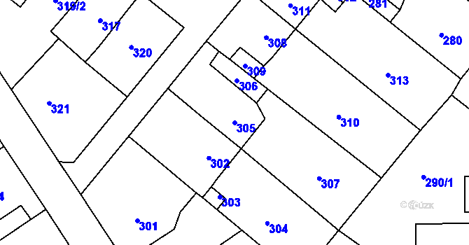 Parcela st. 305 v KÚ Vinařice u Kladna, Katastrální mapa