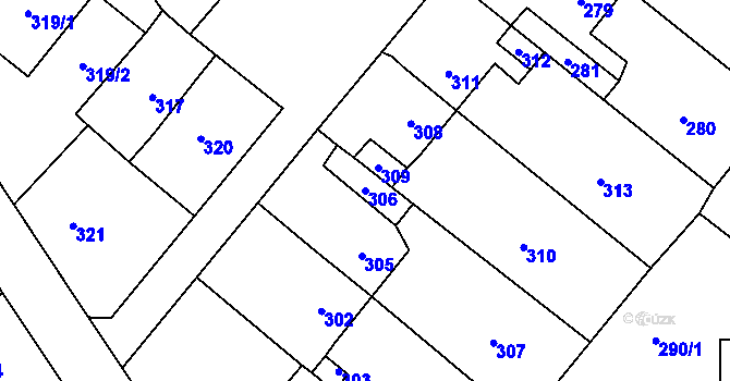 Parcela st. 306 v KÚ Vinařice u Kladna, Katastrální mapa