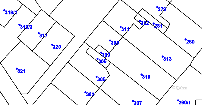 Parcela st. 309 v KÚ Vinařice u Kladna, Katastrální mapa