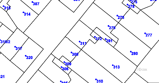 Parcela st. 311 v KÚ Vinařice u Kladna, Katastrální mapa