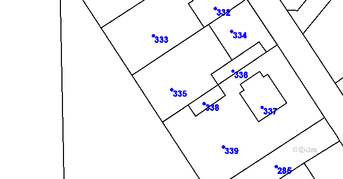 Parcela st. 335 v KÚ Vinařice u Kladna, Katastrální mapa