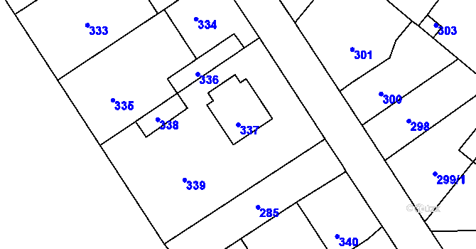 Parcela st. 337 v KÚ Vinařice u Kladna, Katastrální mapa