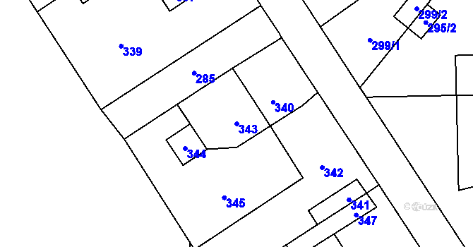 Parcela st. 343 v KÚ Vinařice u Kladna, Katastrální mapa