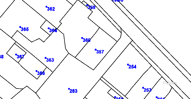 Parcela st. 357 v KÚ Vinařice u Kladna, Katastrální mapa