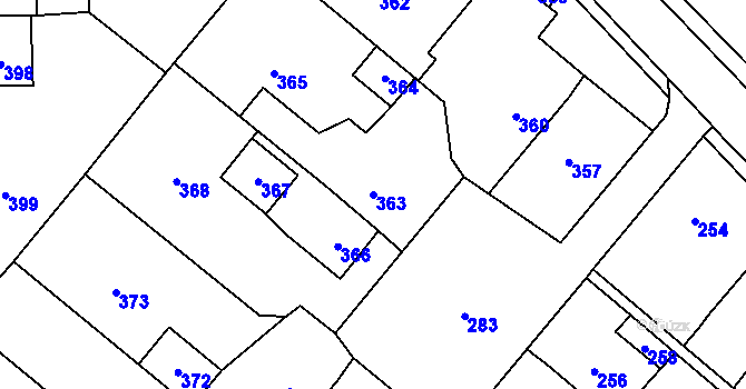 Parcela st. 363 v KÚ Vinařice u Kladna, Katastrální mapa