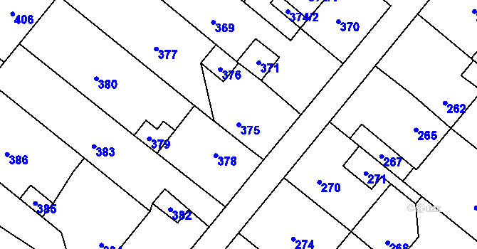 Parcela st. 375 v KÚ Vinařice u Kladna, Katastrální mapa