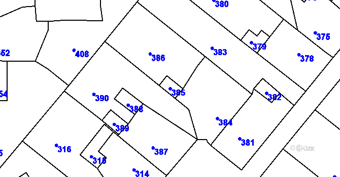 Parcela st. 385 v KÚ Vinařice u Kladna, Katastrální mapa