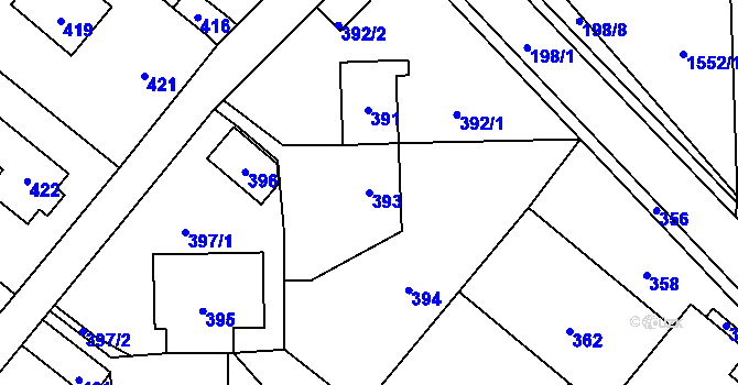 Parcela st. 393 v KÚ Vinařice u Kladna, Katastrální mapa