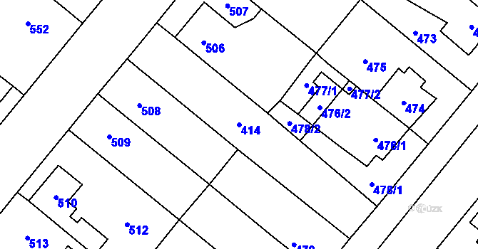 Parcela st. 414 v KÚ Vinařice u Kladna, Katastrální mapa