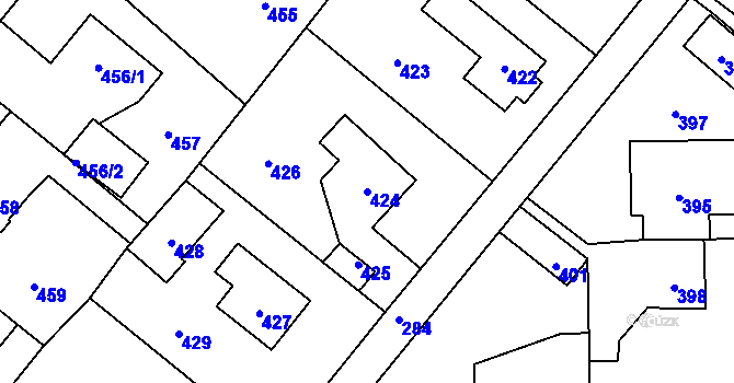 Parcela st. 424 v KÚ Vinařice u Kladna, Katastrální mapa