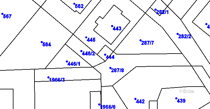 Parcela st. 444 v KÚ Vinařice u Kladna, Katastrální mapa