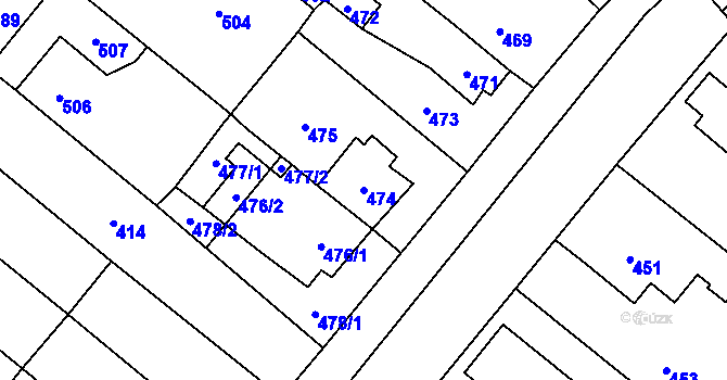 Parcela st. 474 v KÚ Vinařice u Kladna, Katastrální mapa