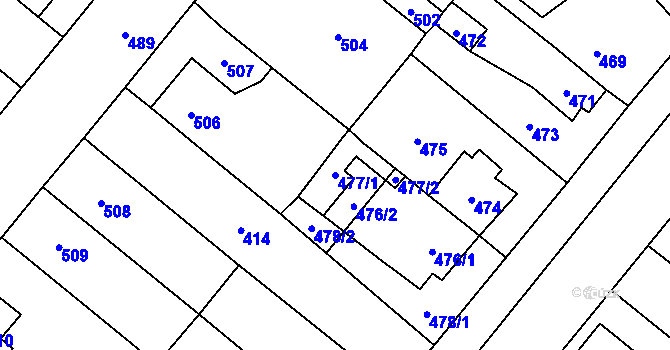 Parcela st. 477/1 v KÚ Vinařice u Kladna, Katastrální mapa