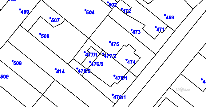 Parcela st. 477/2 v KÚ Vinařice u Kladna, Katastrální mapa