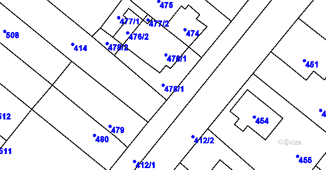 Parcela st. 478/1 v KÚ Vinařice u Kladna, Katastrální mapa