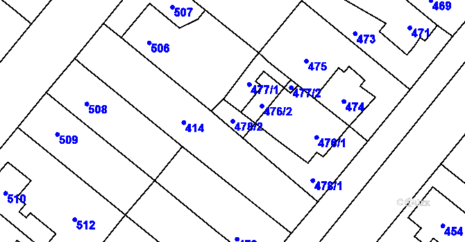 Parcela st. 478/2 v KÚ Vinařice u Kladna, Katastrální mapa