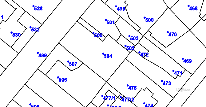 Parcela st. 504 v KÚ Vinařice u Kladna, Katastrální mapa