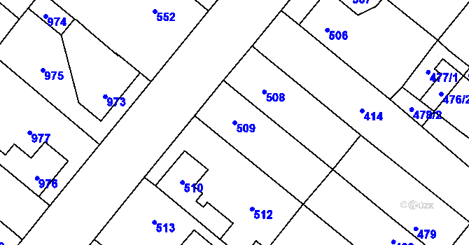 Parcela st. 509 v KÚ Vinařice u Kladna, Katastrální mapa