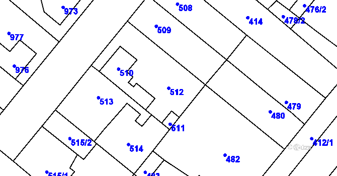 Parcela st. 512 v KÚ Vinařice u Kladna, Katastrální mapa