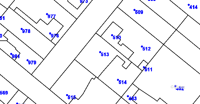 Parcela st. 513 v KÚ Vinařice u Kladna, Katastrální mapa