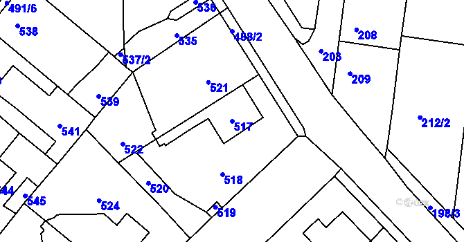Parcela st. 517 v KÚ Vinařice u Kladna, Katastrální mapa