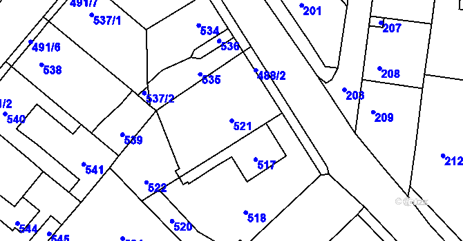 Parcela st. 521 v KÚ Vinařice u Kladna, Katastrální mapa