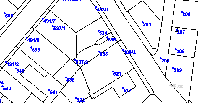 Parcela st. 535 v KÚ Vinařice u Kladna, Katastrální mapa