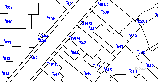 Parcela st. 542 v KÚ Vinařice u Kladna, Katastrální mapa