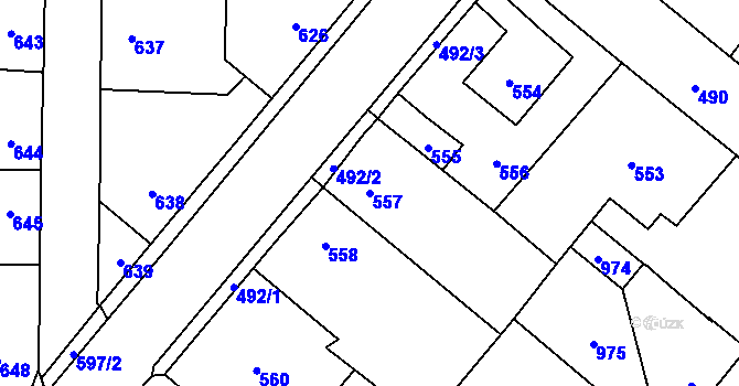 Parcela st. 557 v KÚ Vinařice u Kladna, Katastrální mapa
