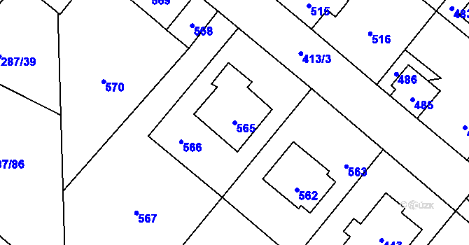 Parcela st. 565 v KÚ Vinařice u Kladna, Katastrální mapa